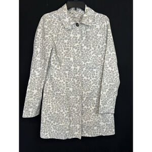 Eddie Bauer Trench Coat Small Lined Hidden Button Floral Raincoat Pockets